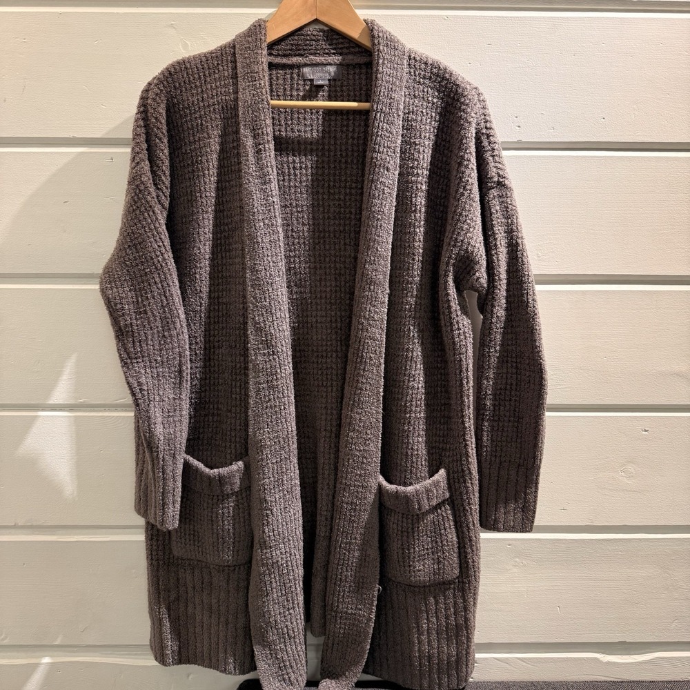 Barefoot Dreams CozyChic Lite Open Front Cardigan - Size L, cocoa/brown/taupe